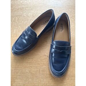 Earth Women's ET Javas Genuine Leather Slip On Penny Loafers Shoes Navy Blue 8
